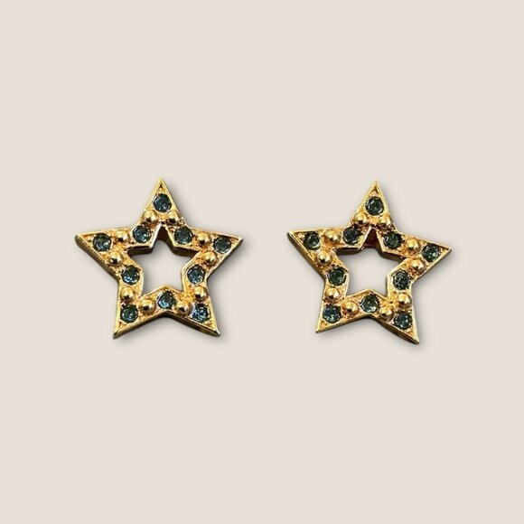 Avon Christmas  Sparkling Star Blue Rhinestone Stud Earr - Picture 1 of 2